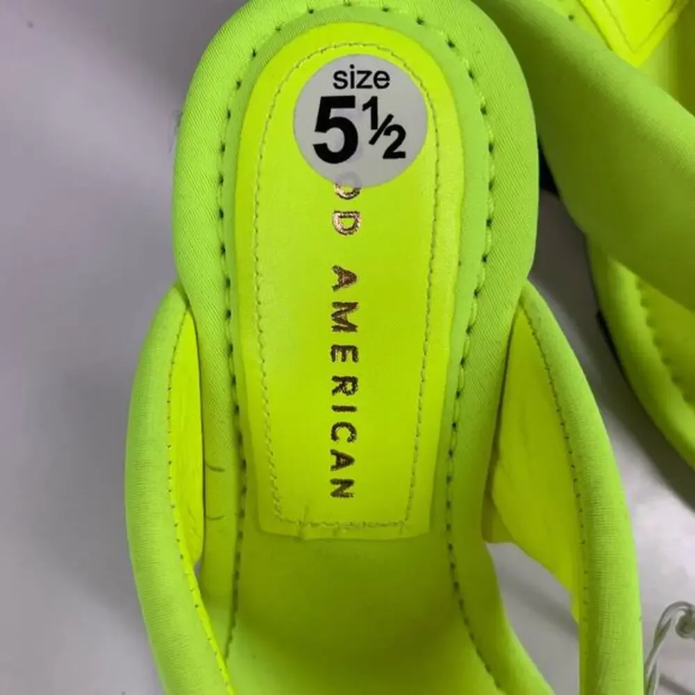 GOOD AMERICAN Lime Green Clear Wedge Sandals Size‎ 5.5